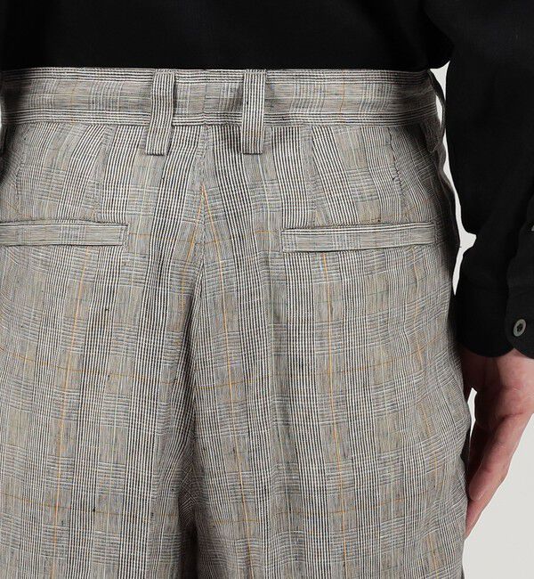 TOMORROWLAND MENS「リネン グレンチェック 1タック ペグトップパンツ」|スラックス|