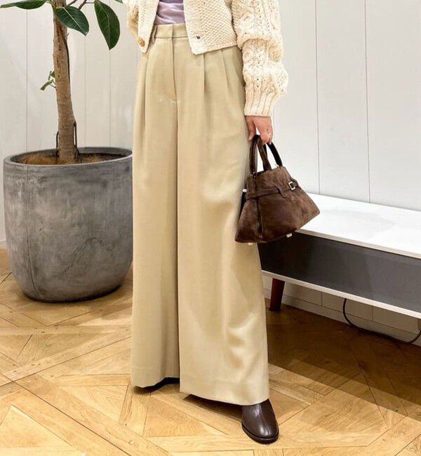 Ballsey「ライトカルゼ タックワイドパンツ」|その他|43 ベージュ