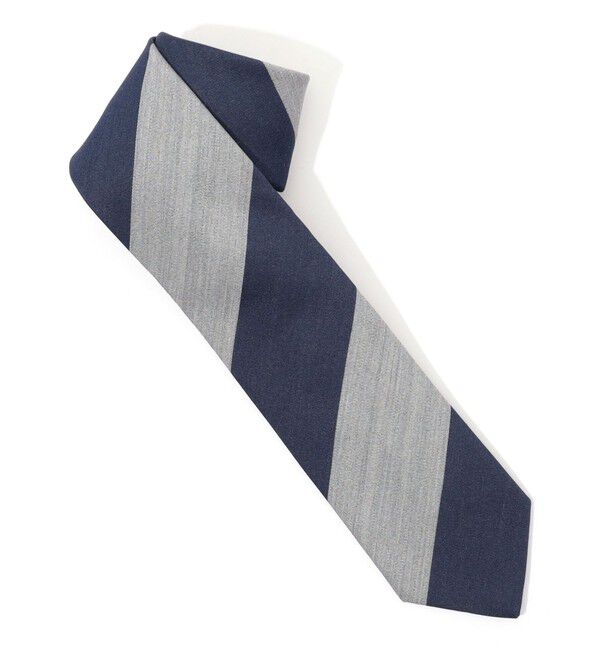 TOMORROWLAND GOODS「STEFANI BIGI シルクコットン ブロックストライプ（ワイドピッチストライプ） ネクタイ」|ネクタイ・蝶ネクタイ|14 ブルー系