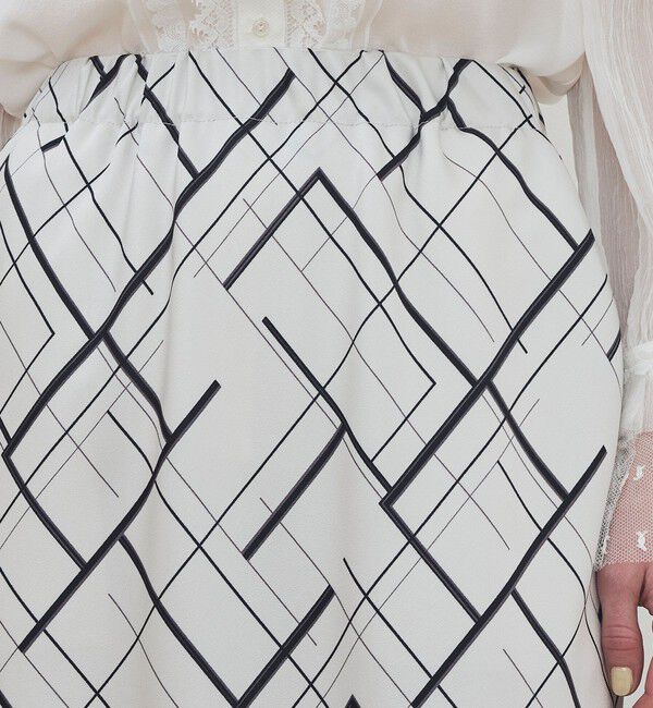 DES PRES「ウィンドウフレームプリント セミマーメイドスカート」|フレア|