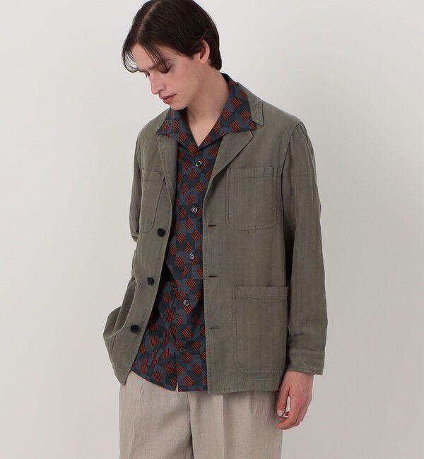 TOMORROWLAND MENS「セルロースリネンコットン カバーオールジャケット SONDRIO」|ブルゾン・スタジャン|