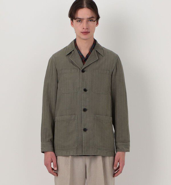 TOMORROWLAND MENS「セルロースリネンコットン カバーオールジャケット SONDRIO」|ブルゾン・スタジャン|