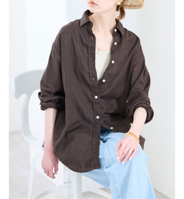 SLOBE IENA「リネンコットンレギュラーシャツ」|シャツ・ブラウス|ブラウン