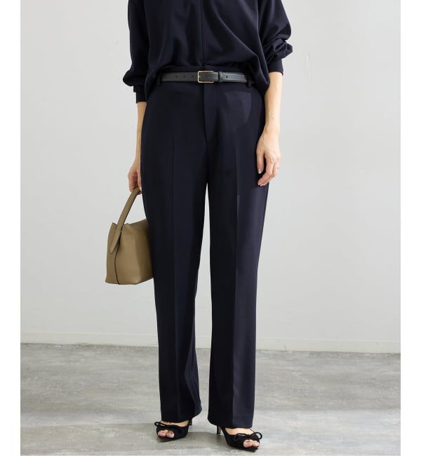 IENA「《セットアップ対応》カットジョーゼットスティックパンツ」|スラックス|ネイビー