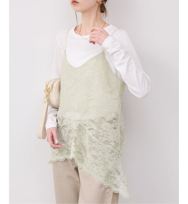 SLOBE IENA「レースペプラムキャミソール」|キャミソール|グリーン