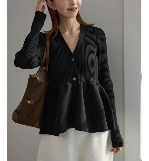 SLOBE IENA「《WEB限定/追加2》Vネックペプラムカーディガン」|カーディガン|