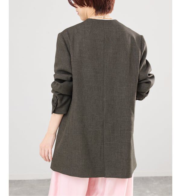 IENA「《セットアップ対応》シャークツイードノーカラージャケット」|ノーカラージャケット|