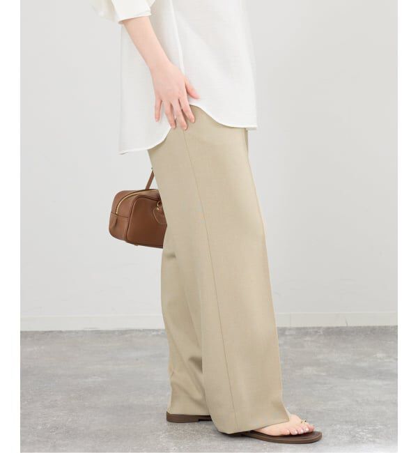 IENA「《セットアップ対応》ウォッシャブル シャークツイードセミワイドパンツ」|スラックス|