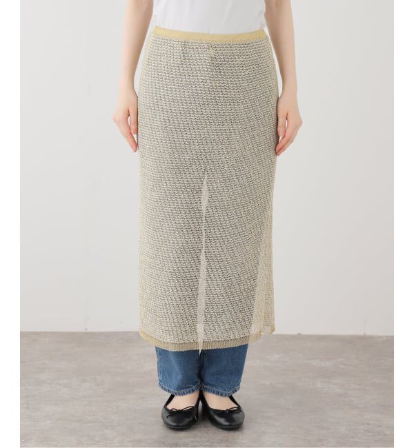 SLOBE IENA「シアースパンコールニットスカート」|スカート|ゴールド