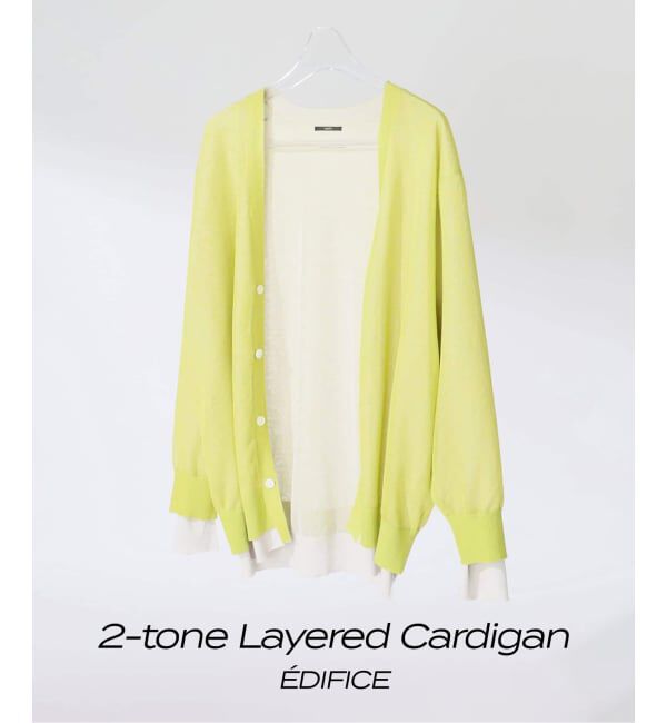 EDIFICE「2トーン レイヤード カーディガン」|カーディガン|グリーン B