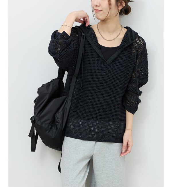 JOURNAL STANDARD relume「ミックスメッシュフーディー」|ニット・セーター|ブラック A