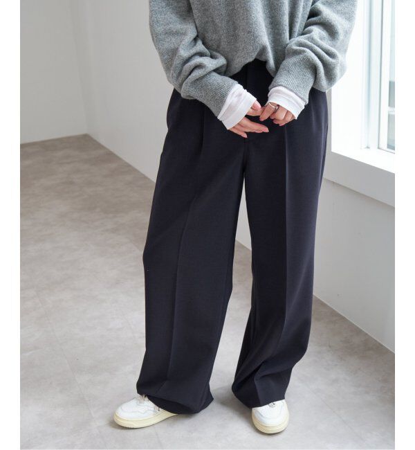 Spick and Span「《追加2》ダブルクロスツータックパンツ」|スラックス|