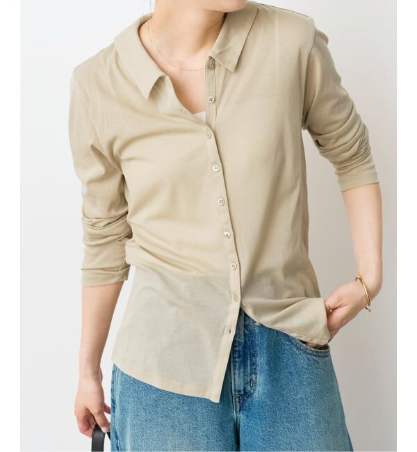 Spick and Span「《接触冷感》シアーシャツカットソー」|Tシャツ・カットソー|ベージュ