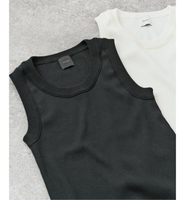 Spick and Span「《新色有り / 追加予約》18Gリブニットタンク」|タンクトップ|ブラック