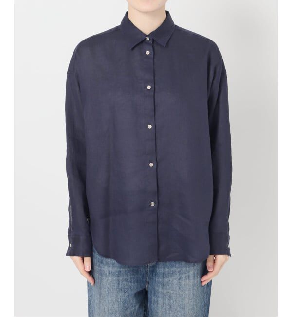 Spick and Span「《程よくすっきりサイズ / 追加予約》 80リネンカシュクール ミディシャツ」|シャツ・ブラウス|