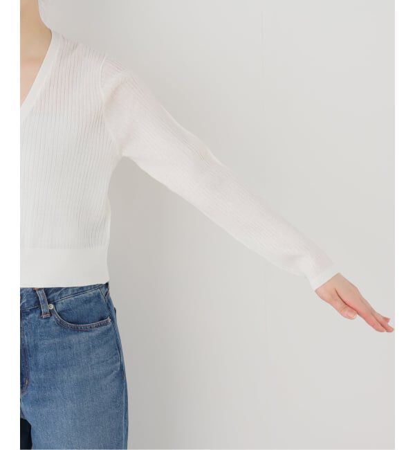  「【洗える】シアーリブカーディガン」|カーディガン|