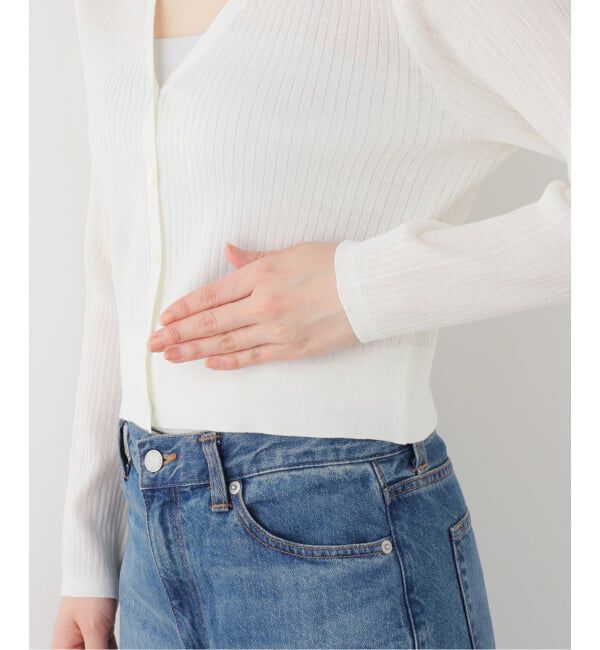  「【洗える】シアーリブカーディガン」|カーディガン|