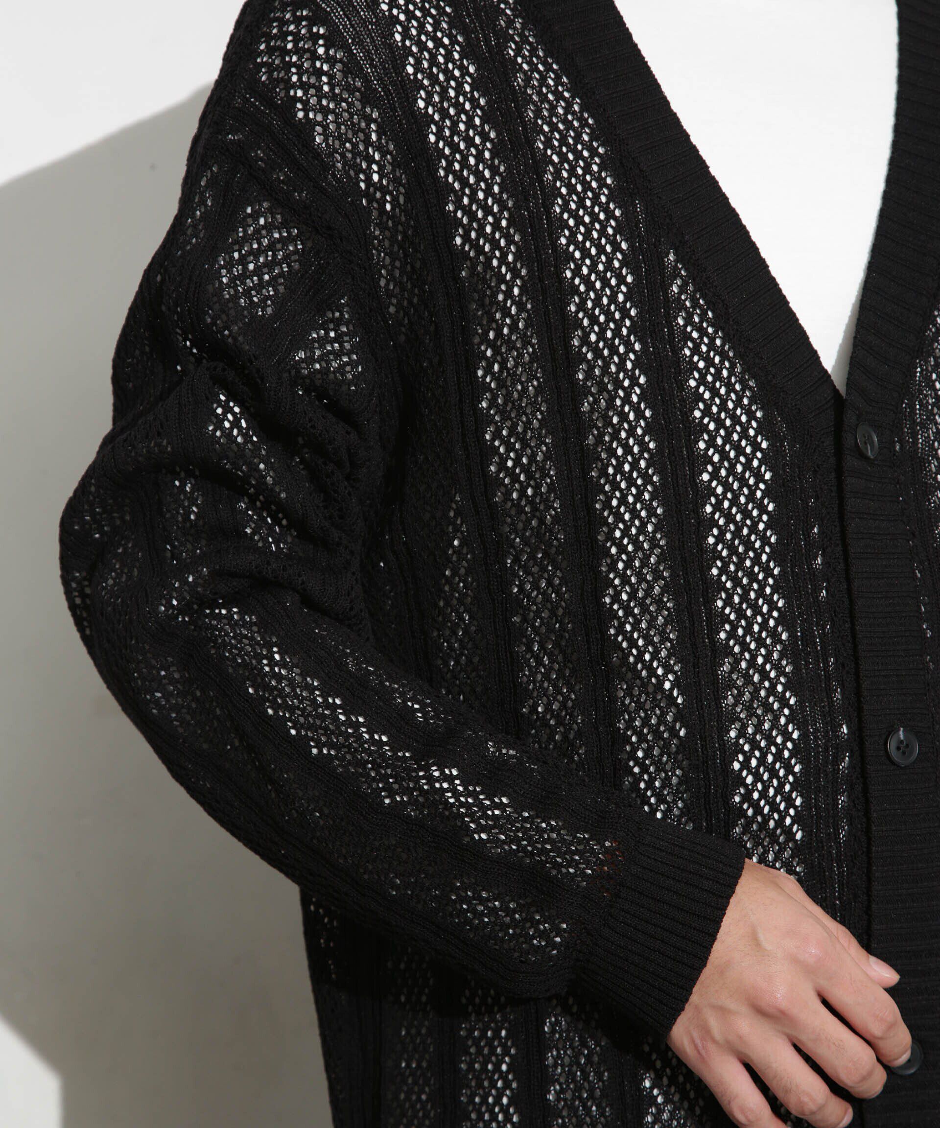 nano･universe「透かし編みワイドカーディガン」|ニット・セーター|