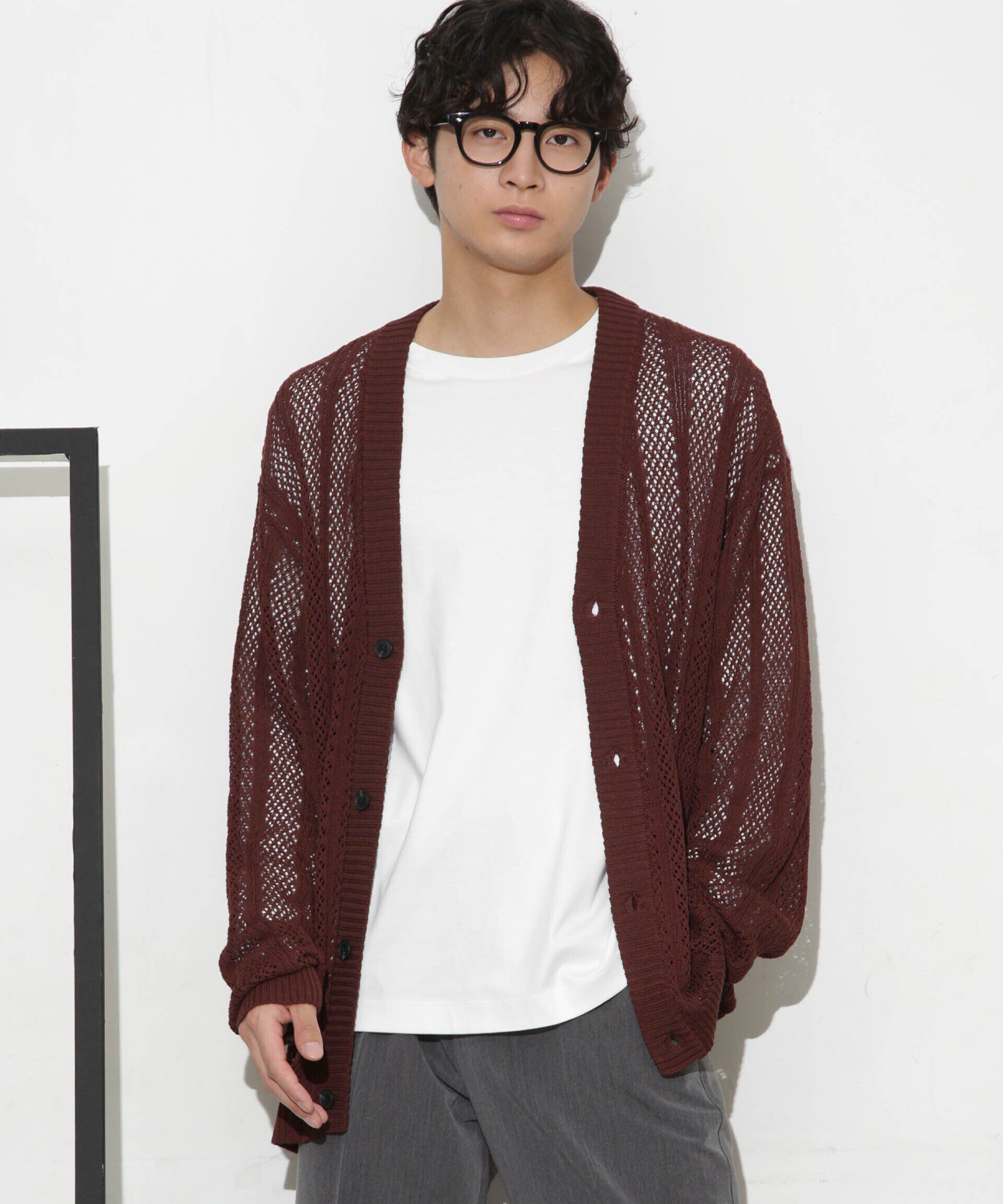 nano･universe「透かし編みワイドカーディガン」|ニット・セーター|