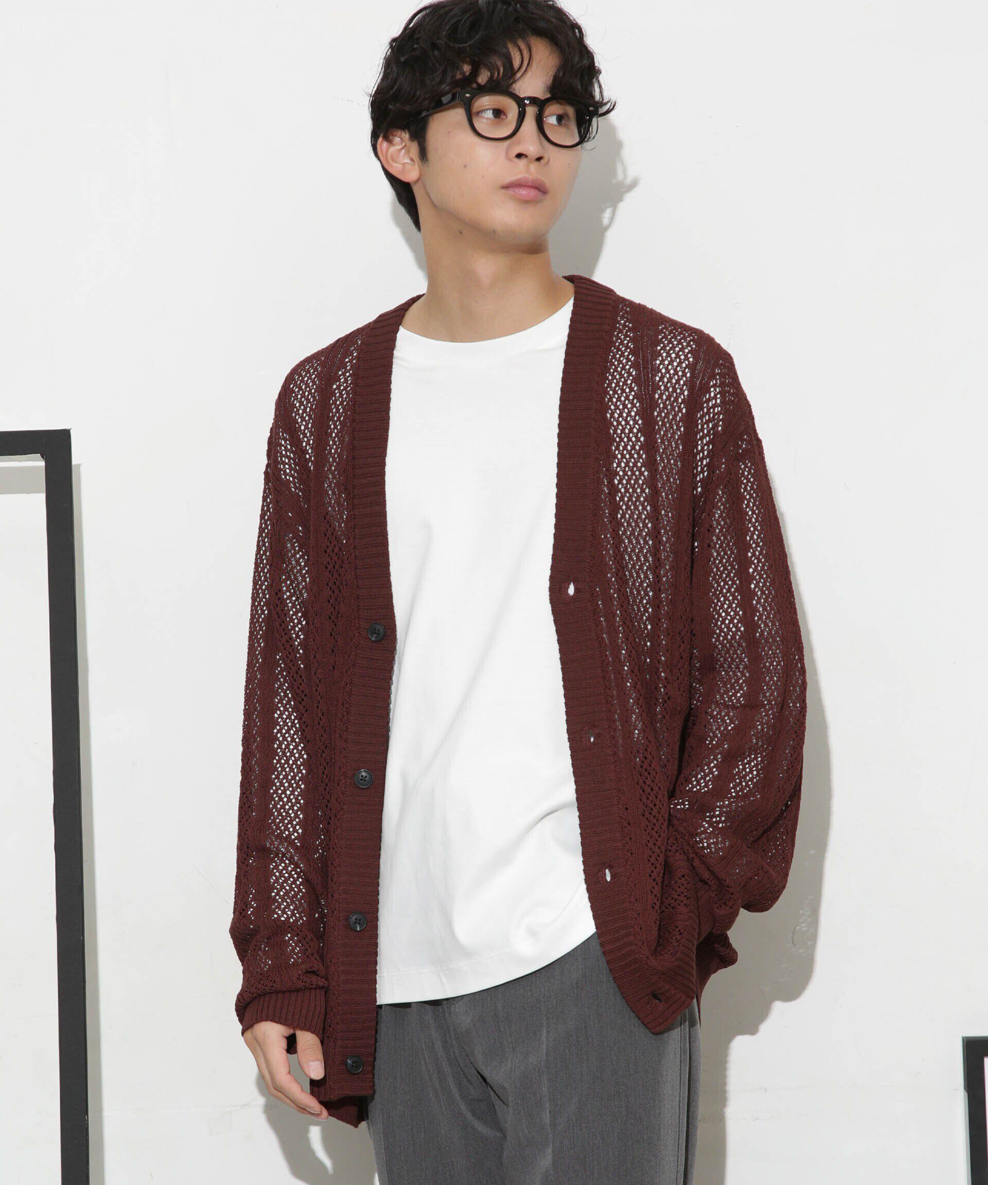 nano･universe「透かし編みワイドカーディガン」|ニット・セーター|