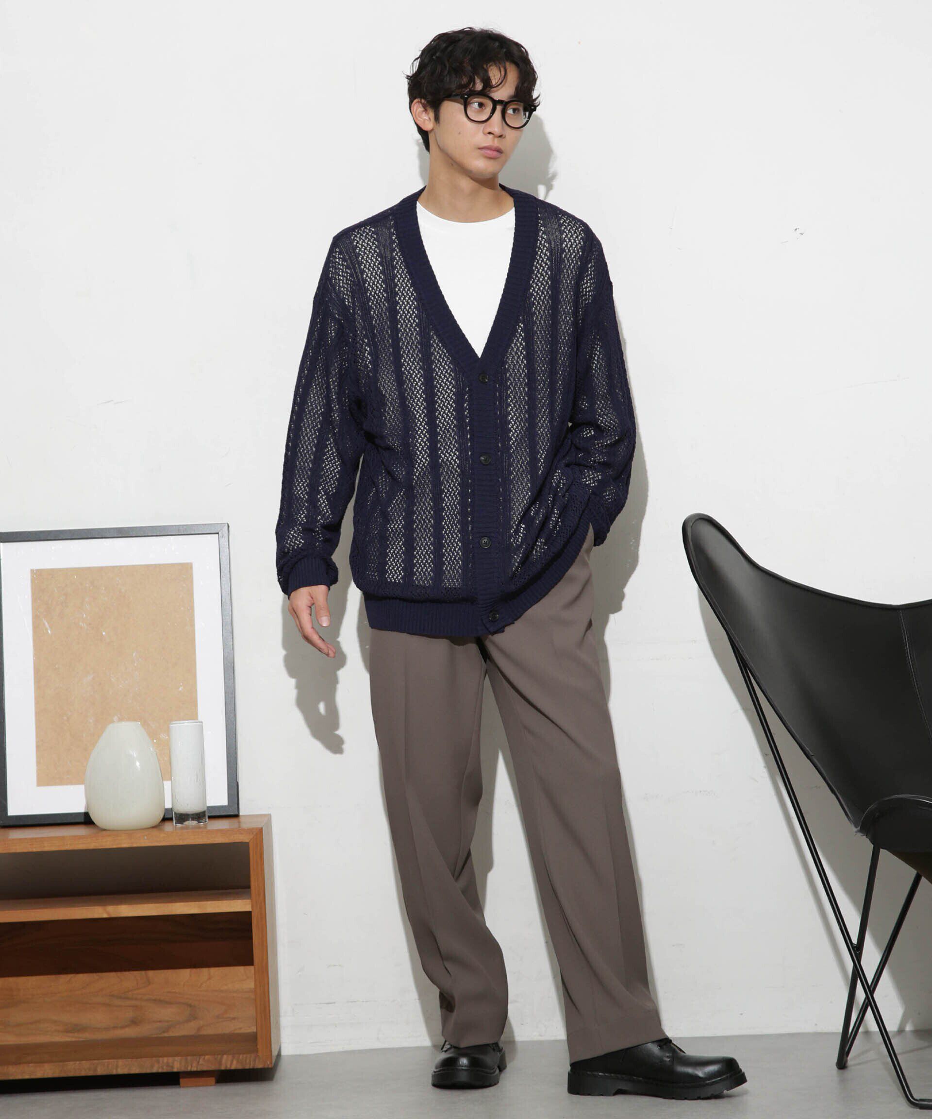 nano･universe「透かし編みワイドカーディガン」|ニット・セーター|