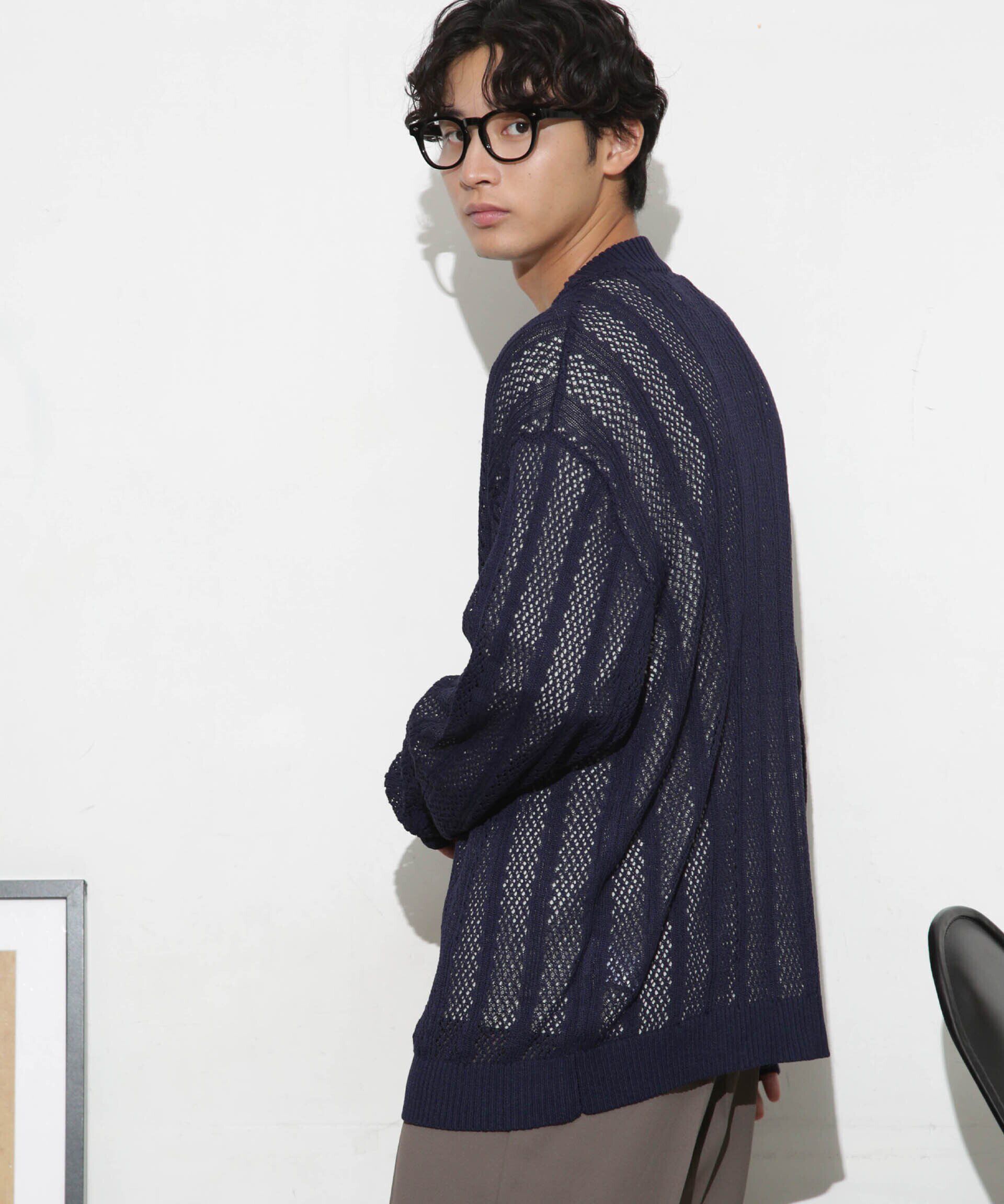 nano･universe「透かし編みワイドカーディガン」|ニット・セーター|