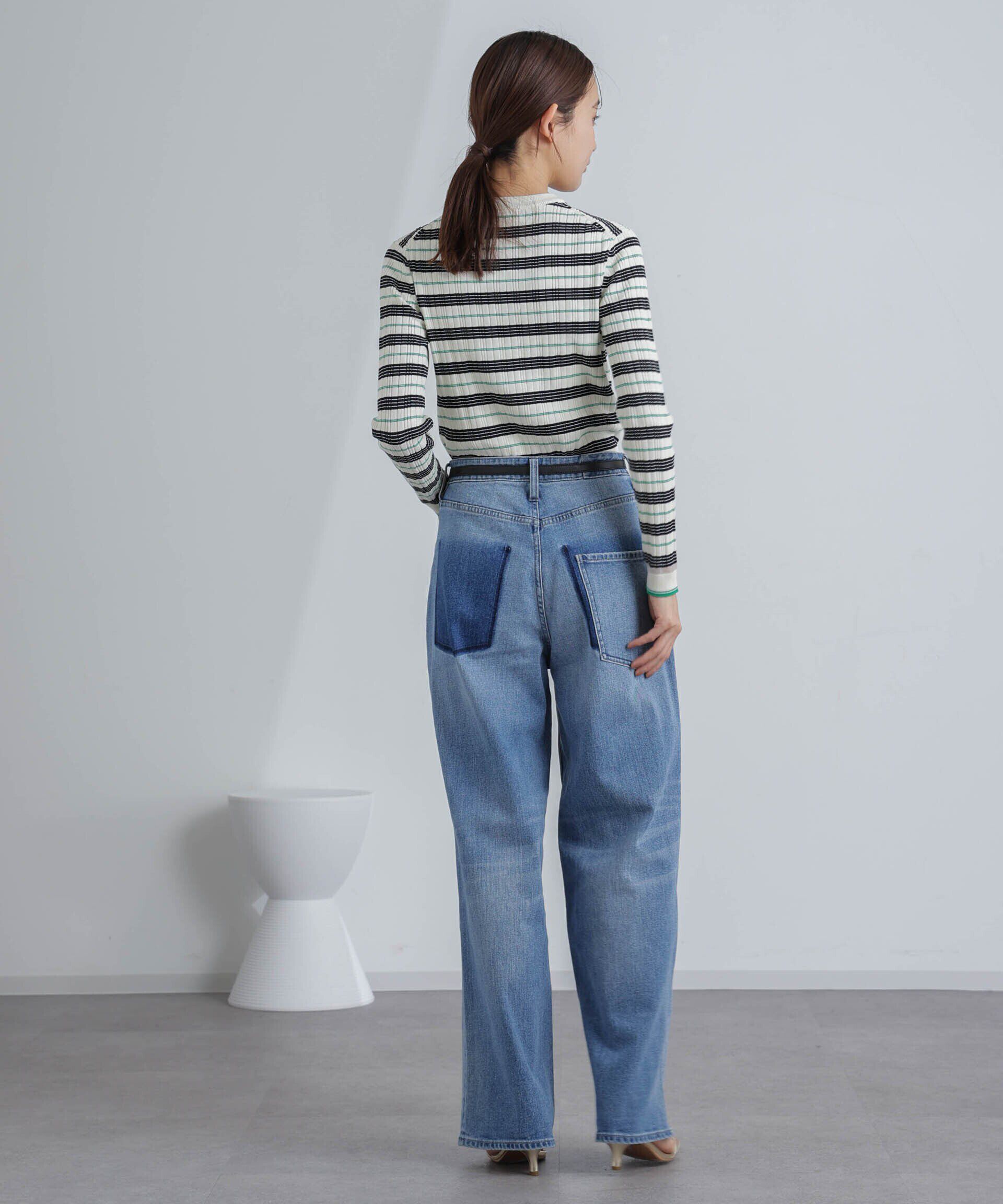 nano･universe「ランダムリブボーダーニットトップス(セットアップ可)」|ニット・セーター|