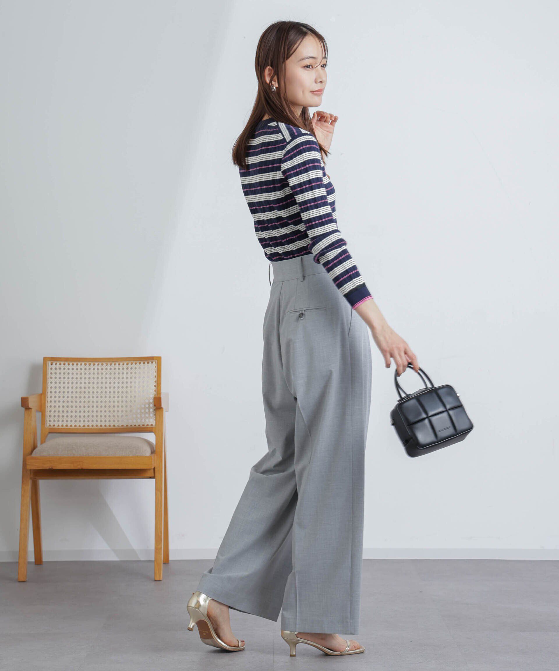 nano･universe「ランダムリブボーダーニットトップス(セットアップ可)」|ニット・セーター|