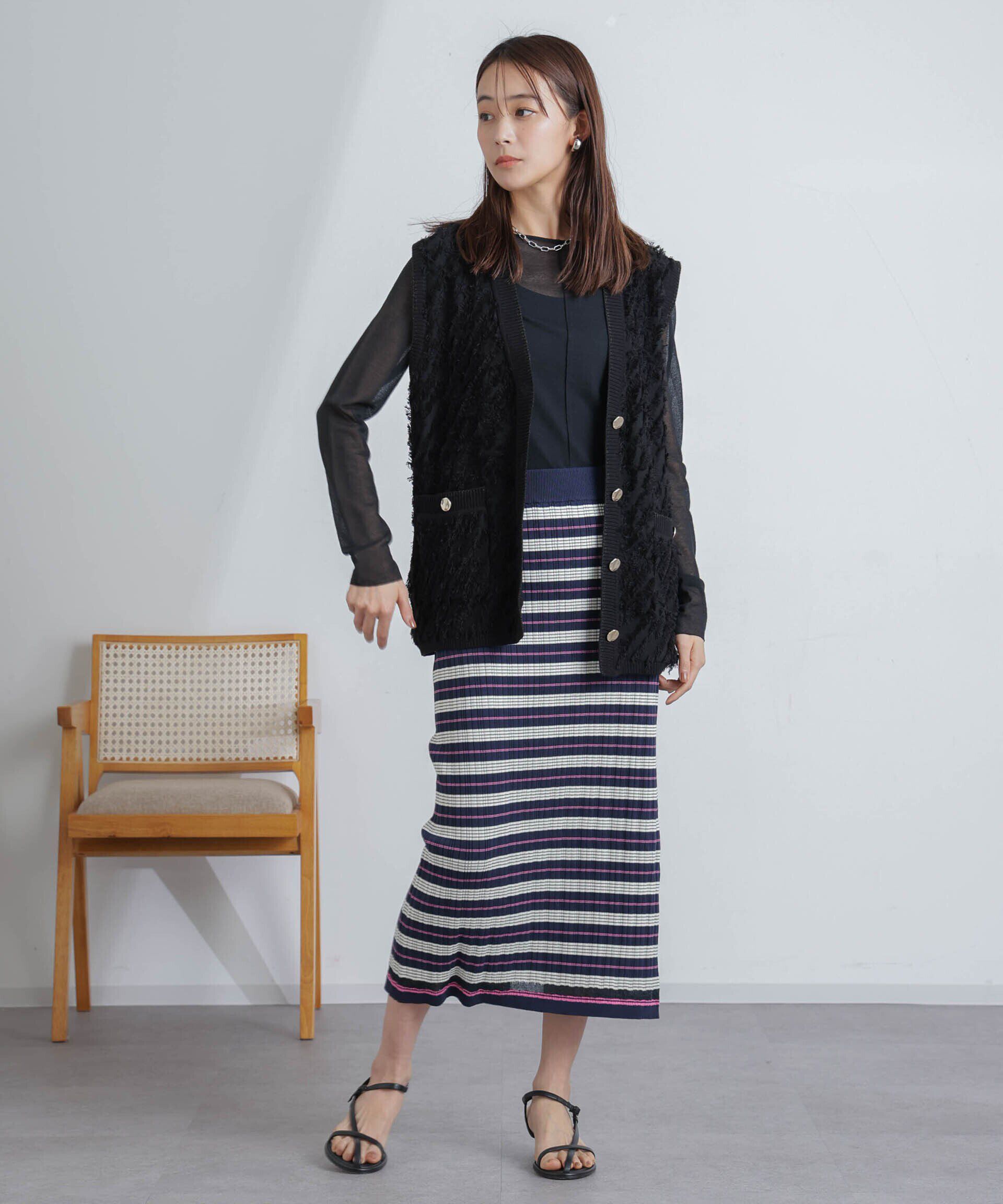 nano･universe「ランダムリブボーダースカート(セットアップ可)」|スカート|