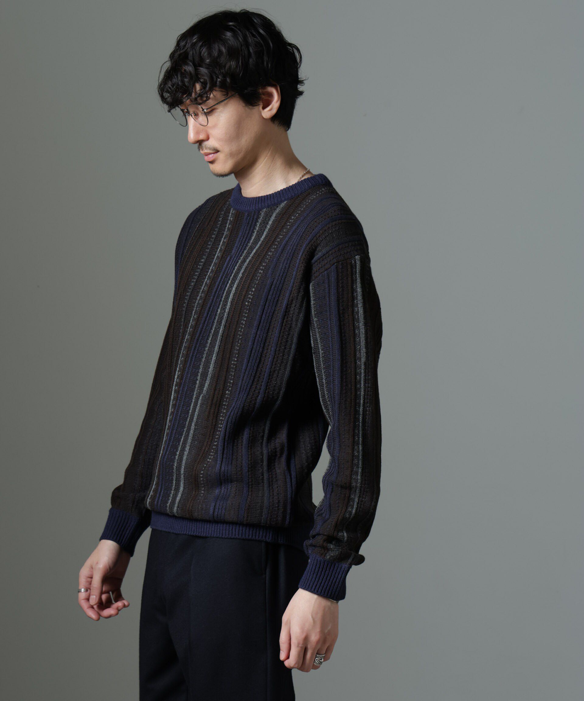 nano･universe「ジャガードヴィンテージライクニット」|ニット・セーター|