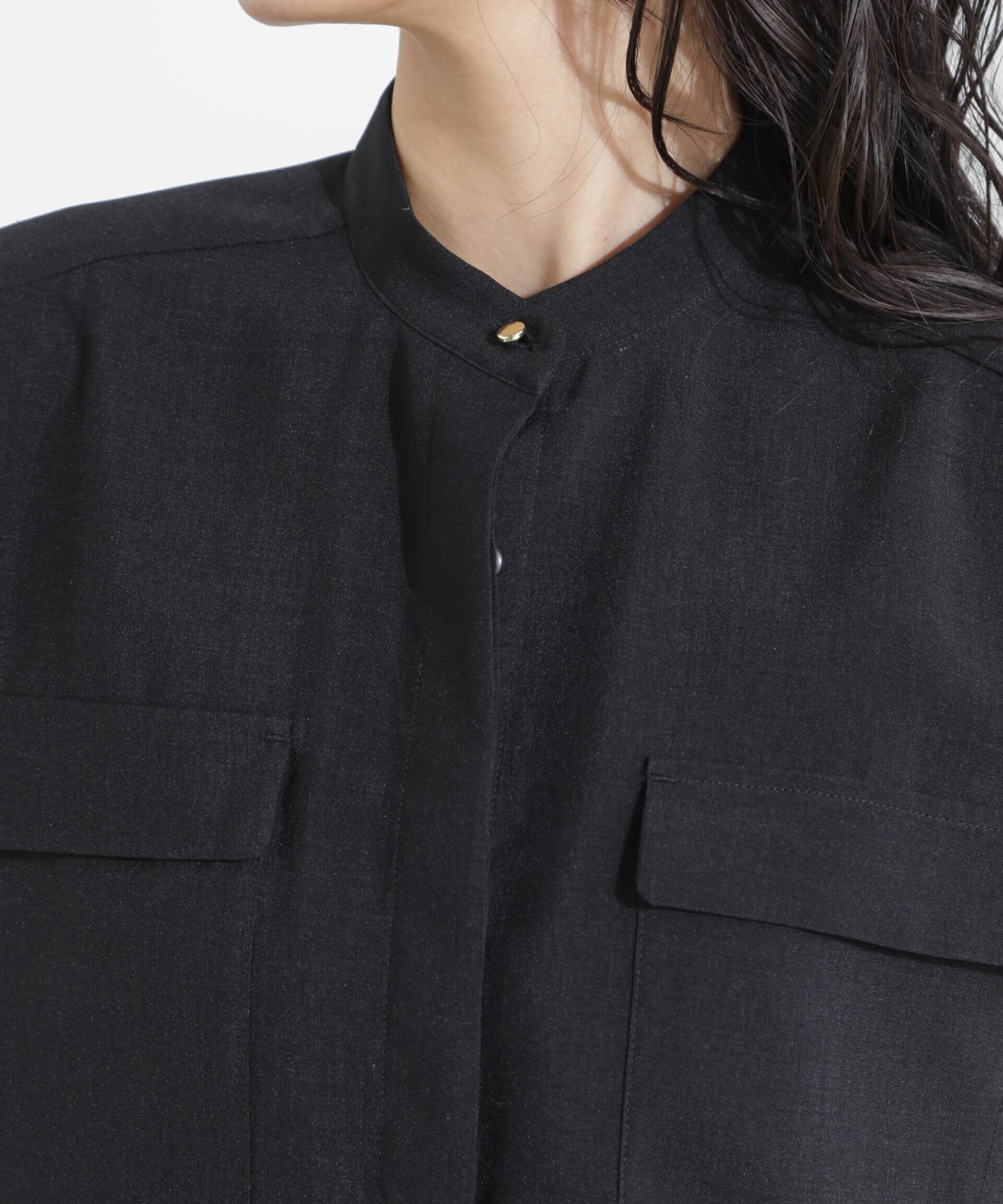 nano･universe「メランジドライ スタンドポケットシャツ(セットアップ可)」|シャツ・ブラウス|