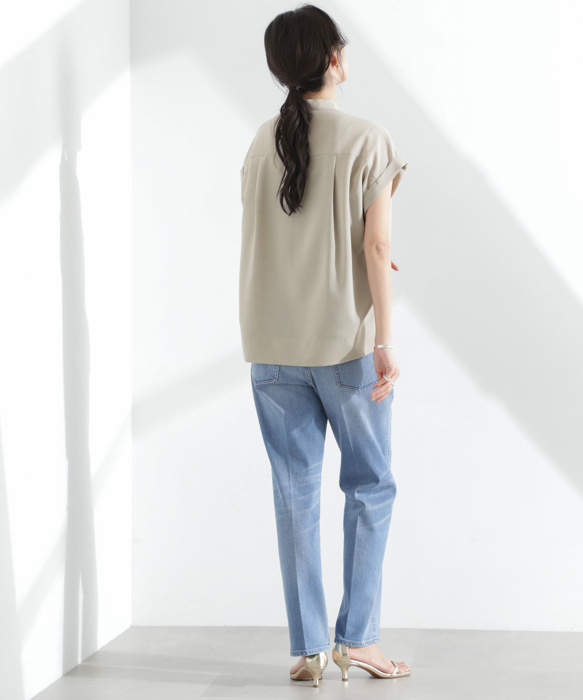 nano･universe「メランジドライ スタンドポケットシャツ(セットアップ可)」|シャツ・ブラウス|