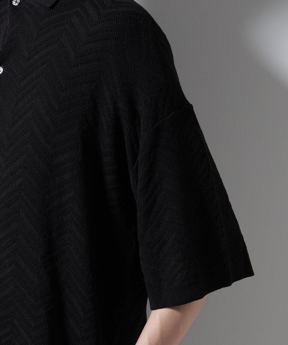 nano･universe「ハイゲージ ヘリンボーンニットシャツ」|ニット・セーター|