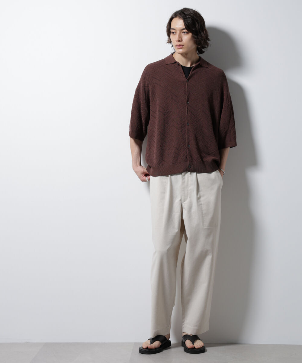 nano･universe「ハイゲージ ヘリンボーンニットシャツ」|ニット・セーター|