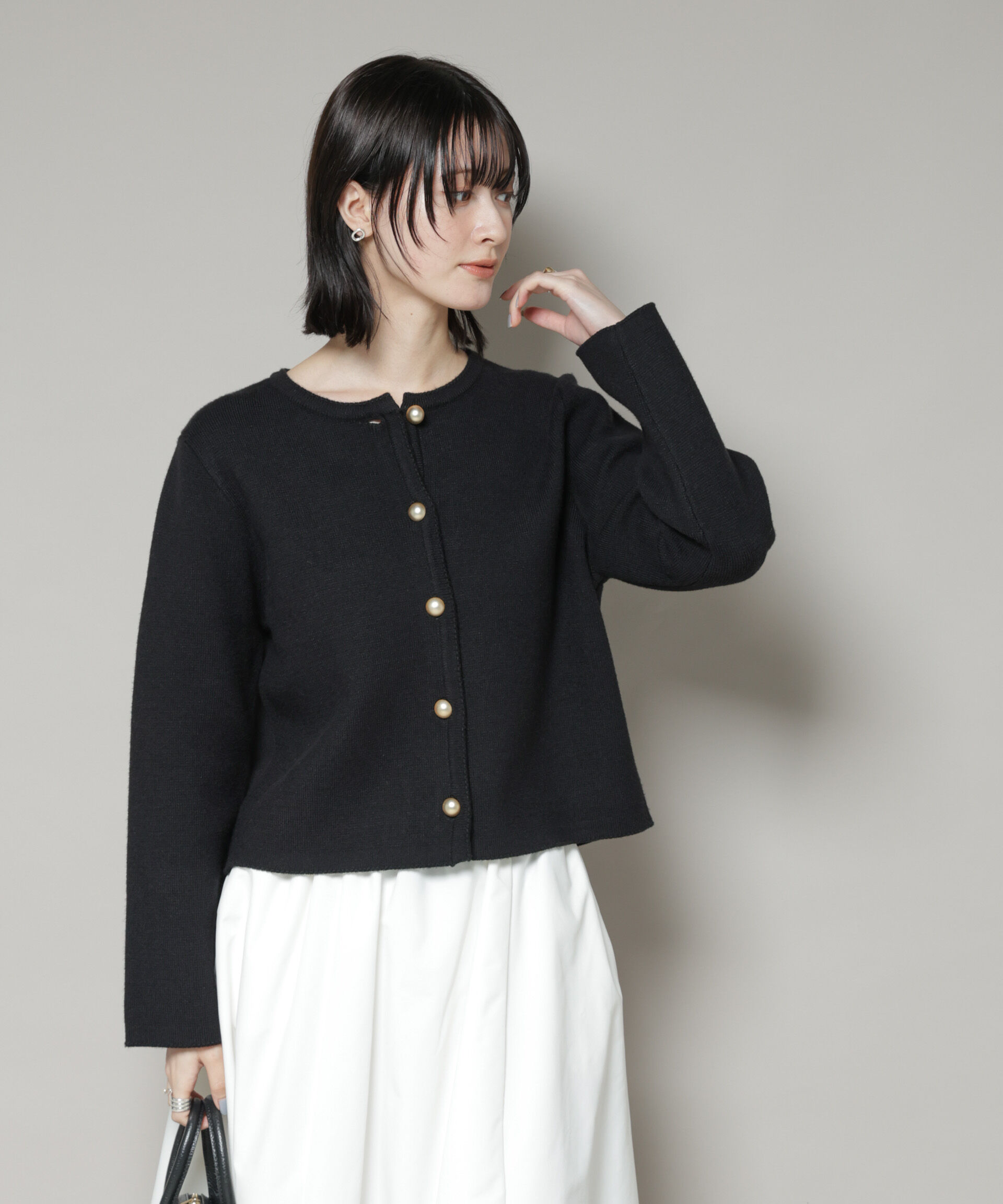 nano･universe「ミラノリブニットジャケット」|ニット・セーター|ブラック