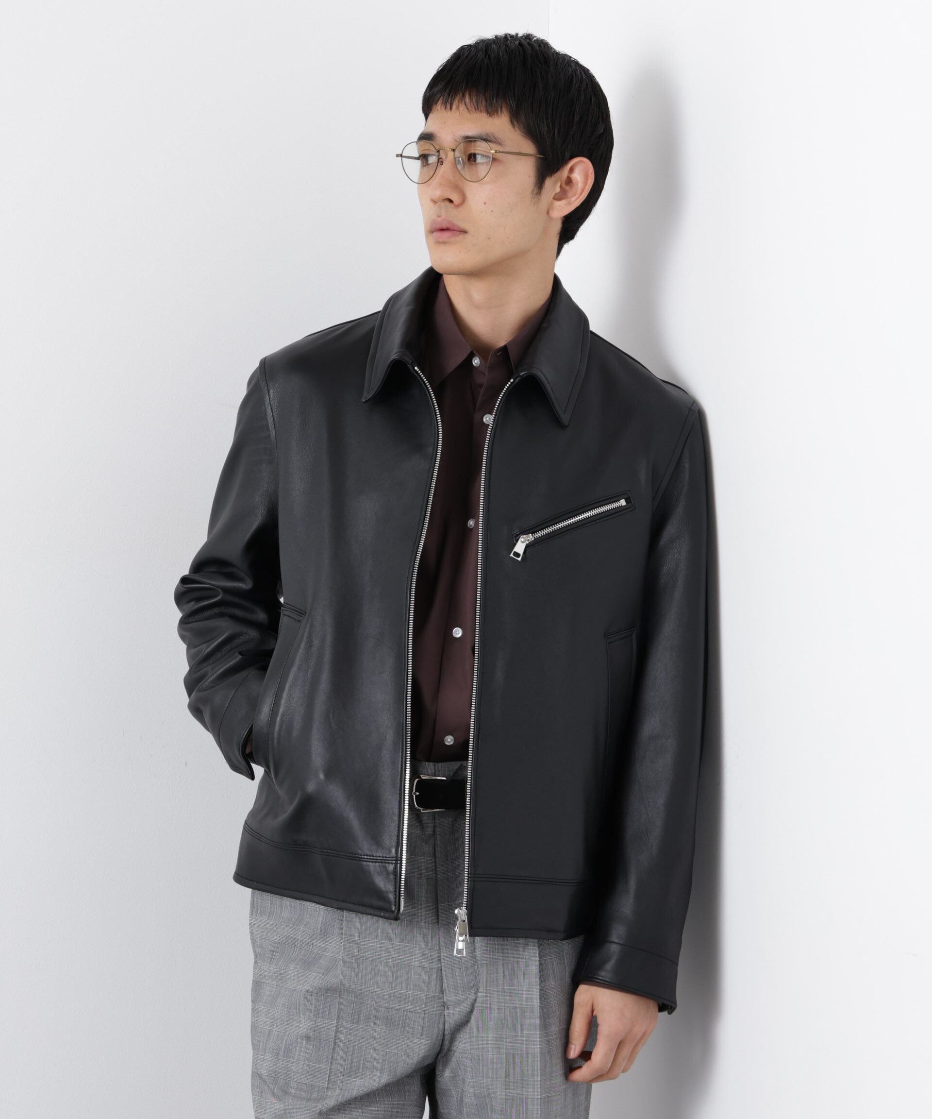nano･universe「ラムナッパレザーライダースジャケット」|ライダースジャケット|ブラック