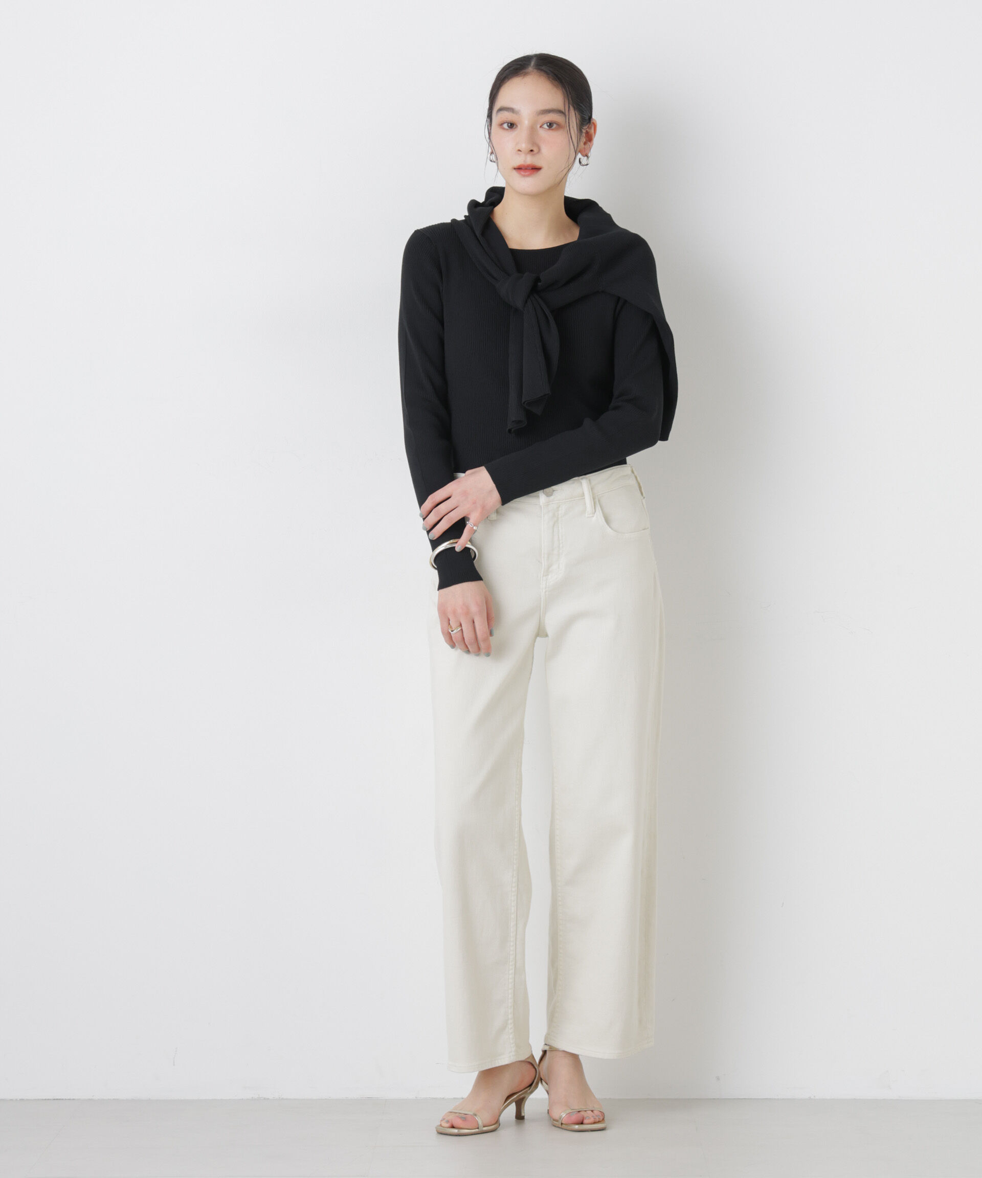 nano･universe「ウォッシャブルハイツイストボートネックリブニット」|ニット・セーター|