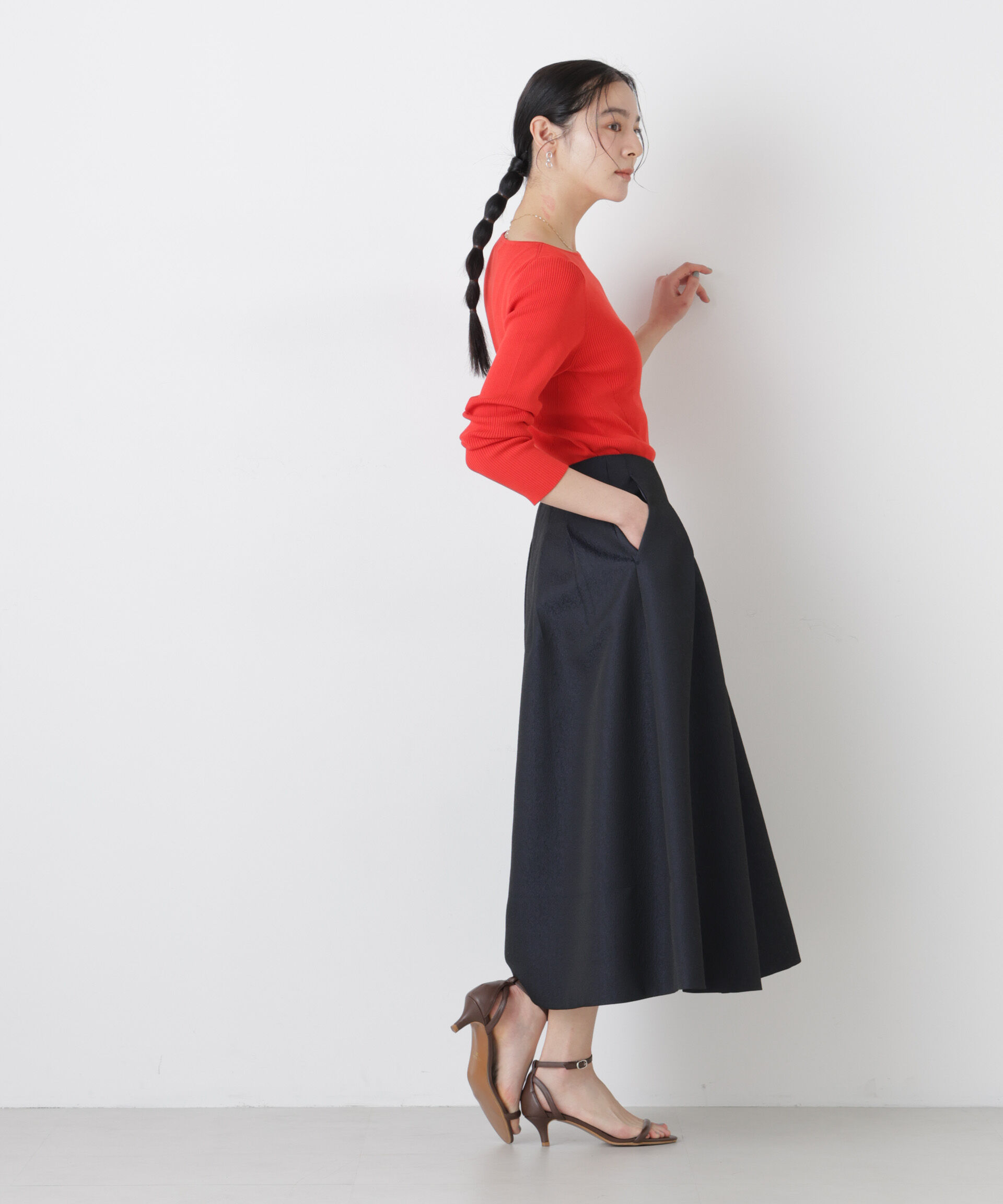 nano･universe「ウォッシャブルハイツイストボートネックリブニット」|ニット・セーター|