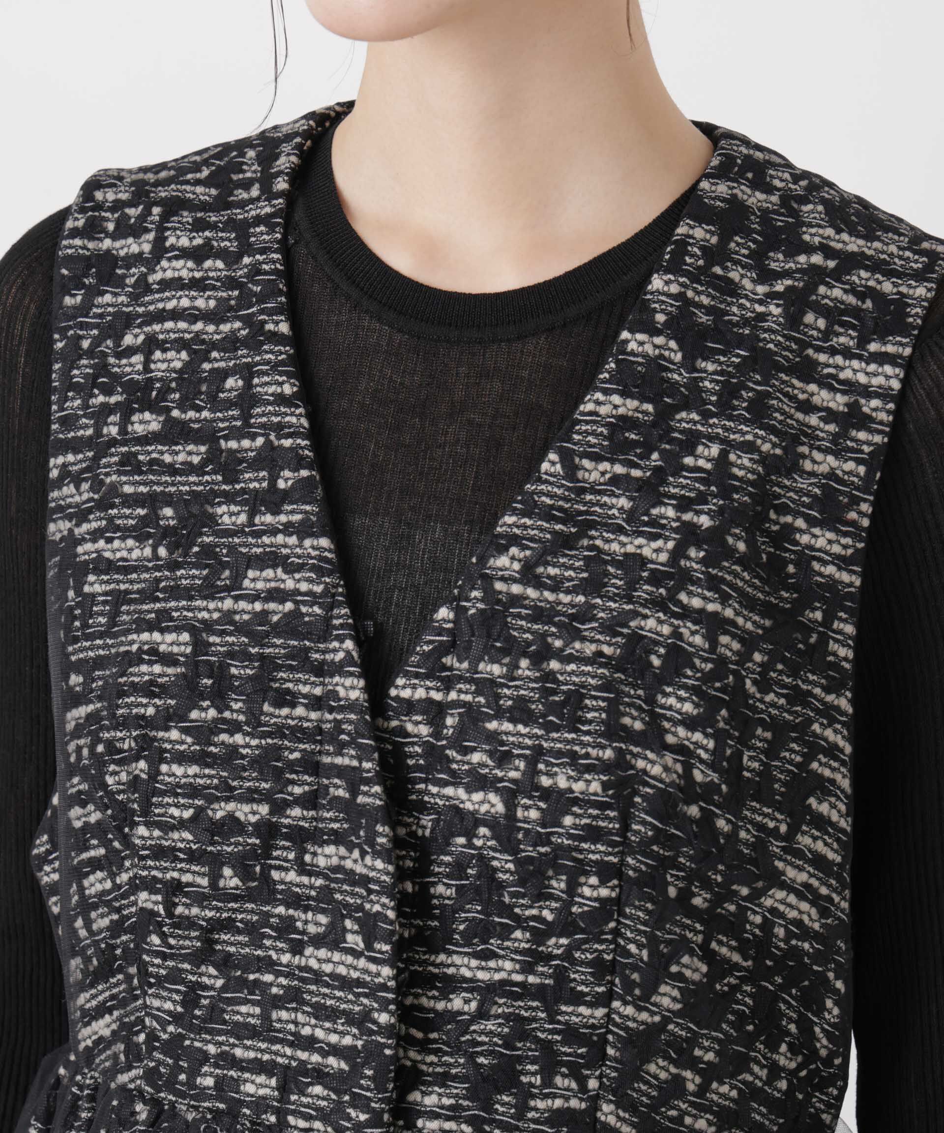 nano･universe「troisieme chaco/ＴWEED&times;TULLE ジレ」|テーラードジャケット|