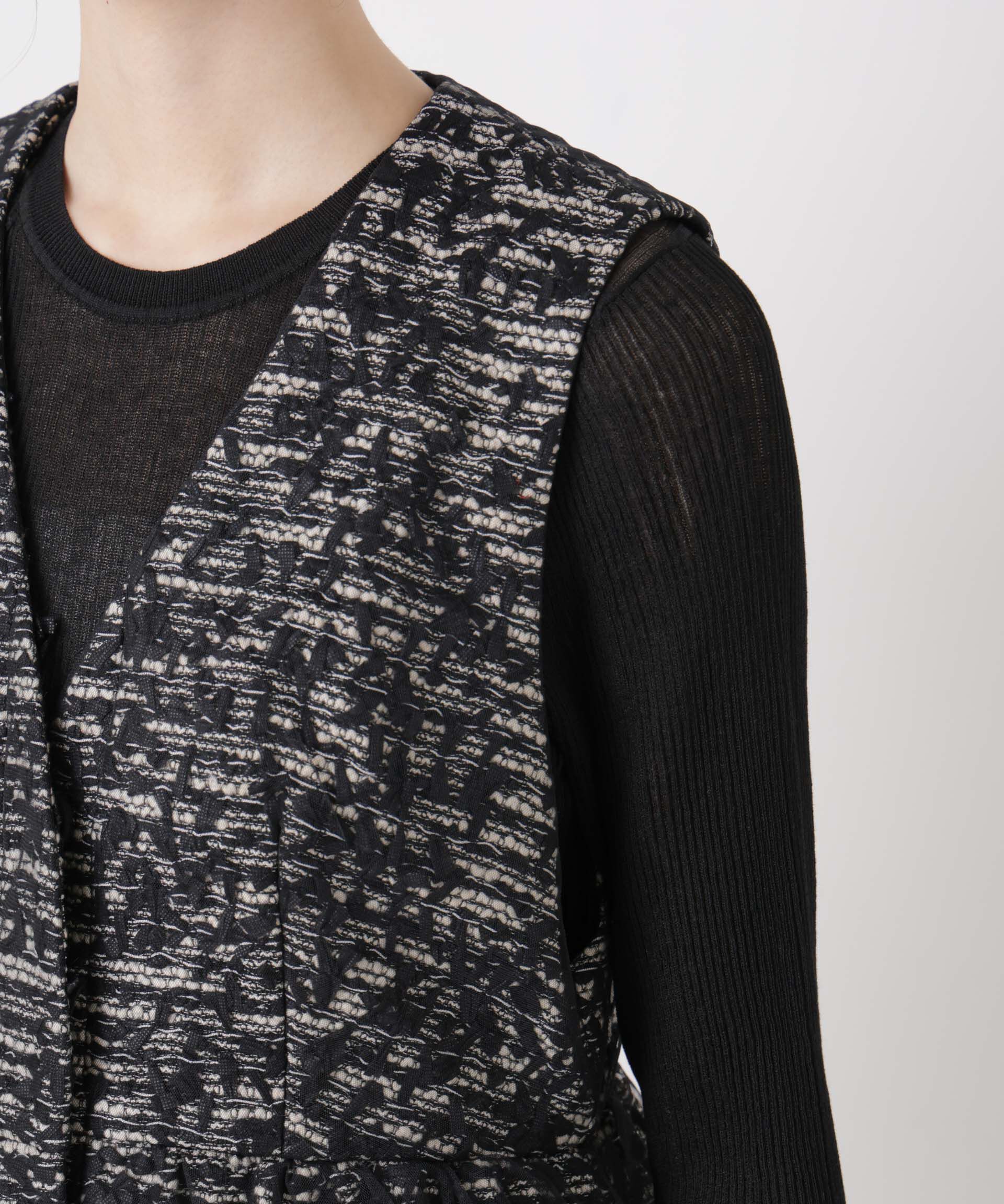 nano･universe「troisieme chaco/ＴWEED&times;TULLE ジレ」|テーラードジャケット|