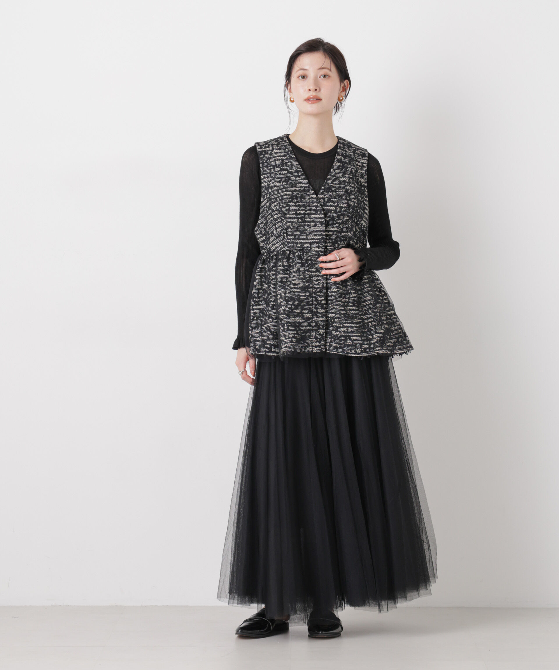 nano･universe「troisieme chaco/ＴWEED&times;TULLE ジレ」|テーラードジャケット|