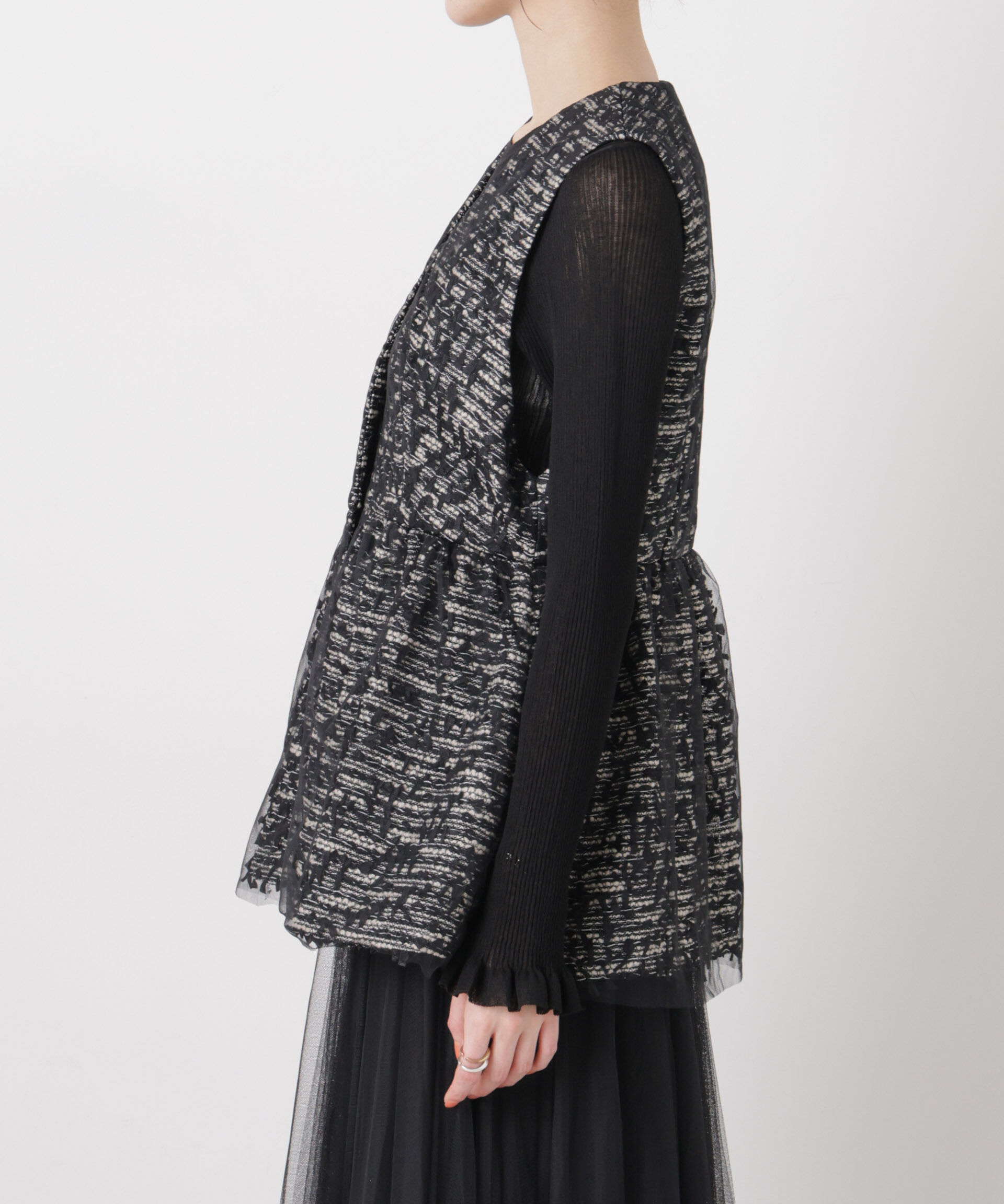 nano･universe「troisieme chaco/ＴWEED&times;TULLE ジレ」|テーラードジャケット|