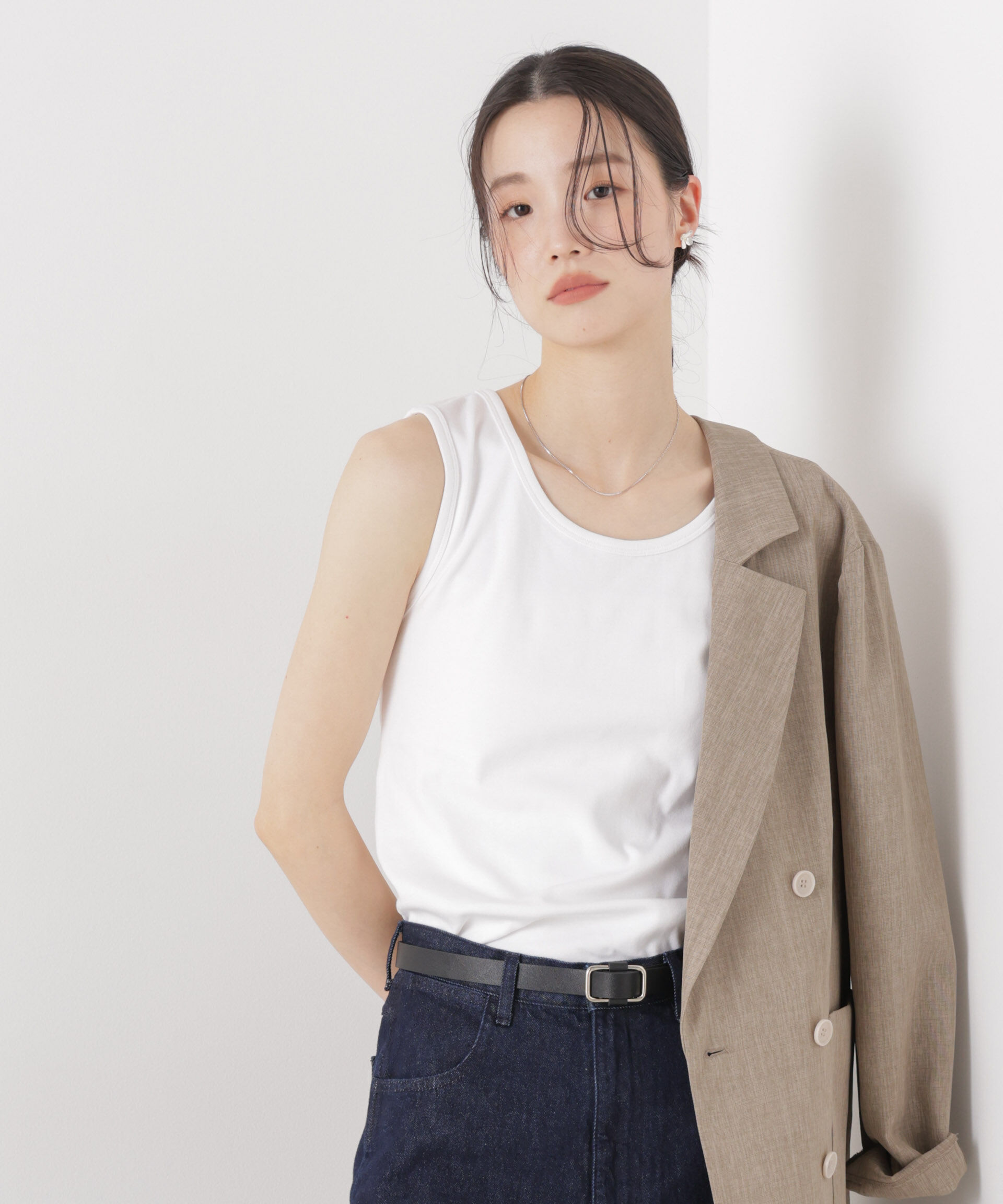 nano･universe「抗菌防臭コットンフライスカットタンクトップ」|Tシャツ・カットソー|ホワイト