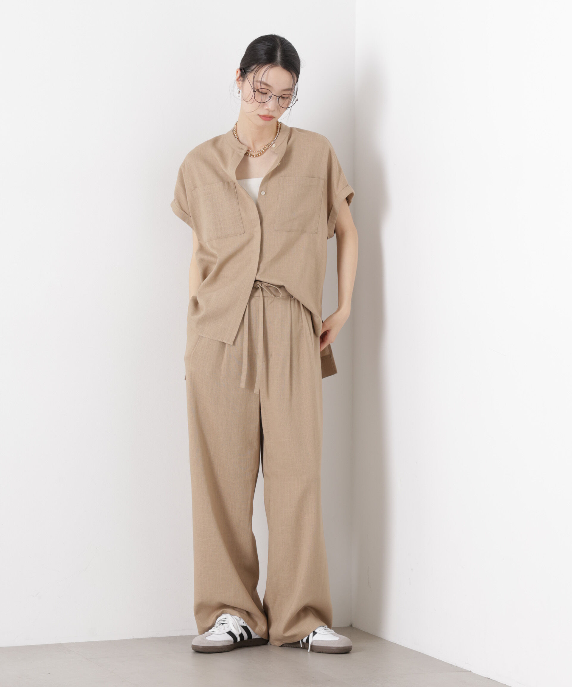 nano･universe「多機能ﾘﾈﾝ混ｽﾀﾝﾄﾞｶﾗｰﾄﾞﾙﾏﾝﾌﾚﾝﾁｽﾘｰﾌﾞｼｬﾂ(ｾ」|シャツ・ブラウス|