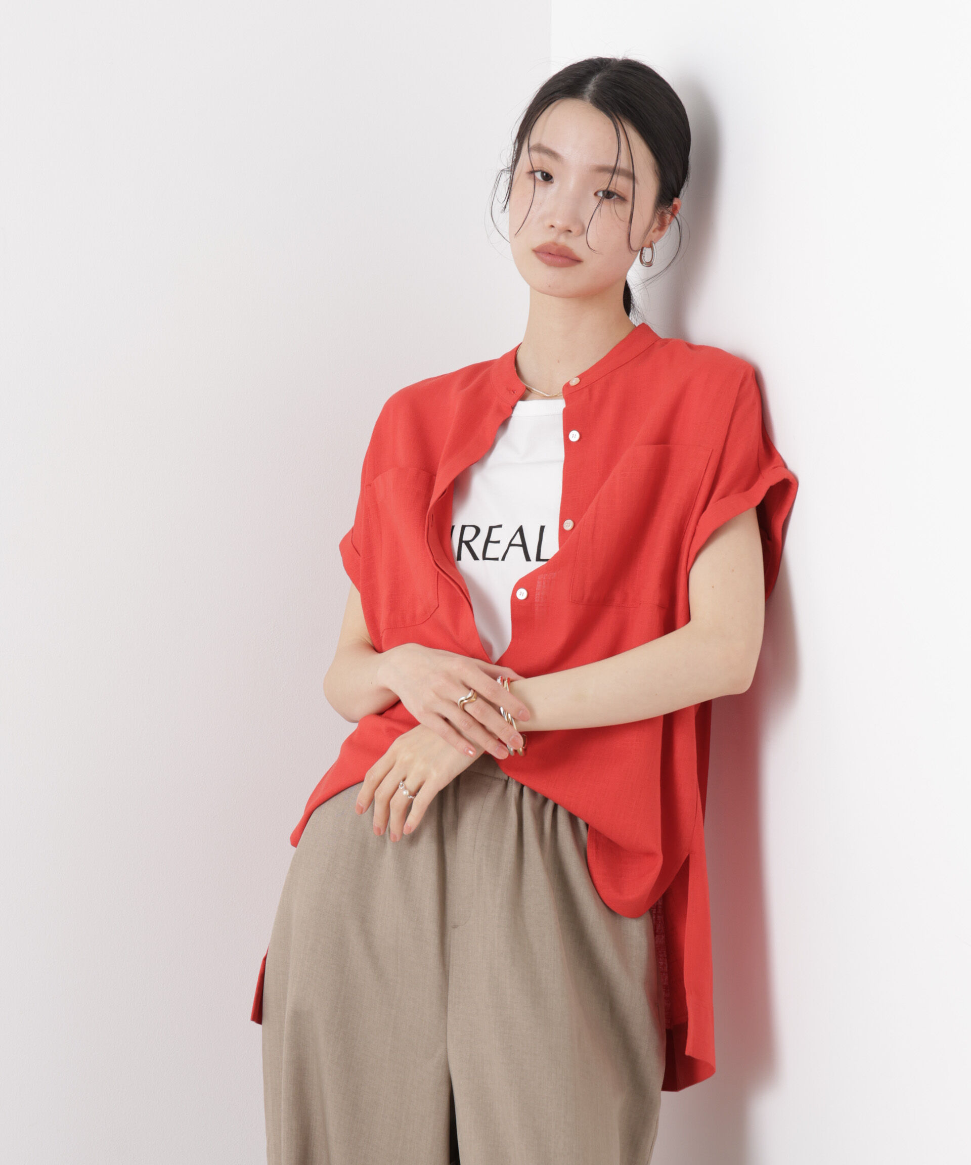 nano･universe「多機能ﾘﾈﾝ混ｽﾀﾝﾄﾞｶﾗｰﾄﾞﾙﾏﾝﾌﾚﾝﾁｽﾘｰﾌﾞｼｬﾂ(ｾ」|シャツ・ブラウス|