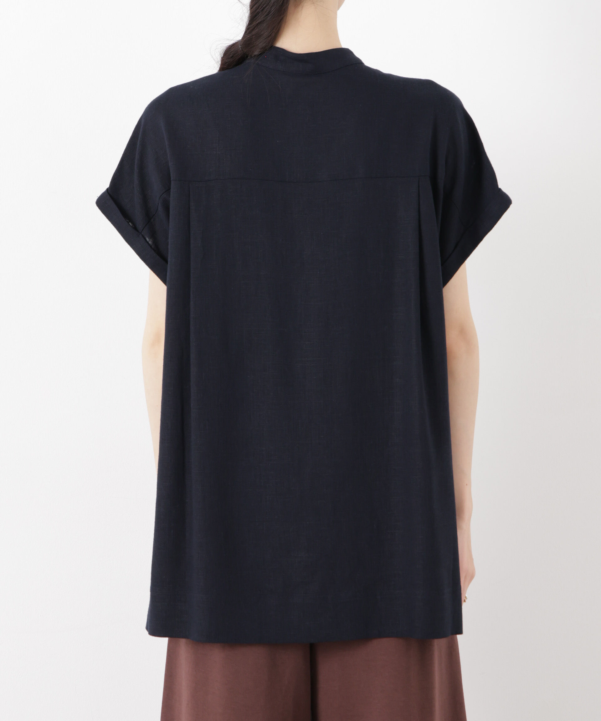 nano･universe「多機能ﾘﾈﾝ混ｽﾀﾝﾄﾞｶﾗｰﾄﾞﾙﾏﾝﾌﾚﾝﾁｽﾘｰﾌﾞｼｬﾂ(ｾ」|シャツ・ブラウス|