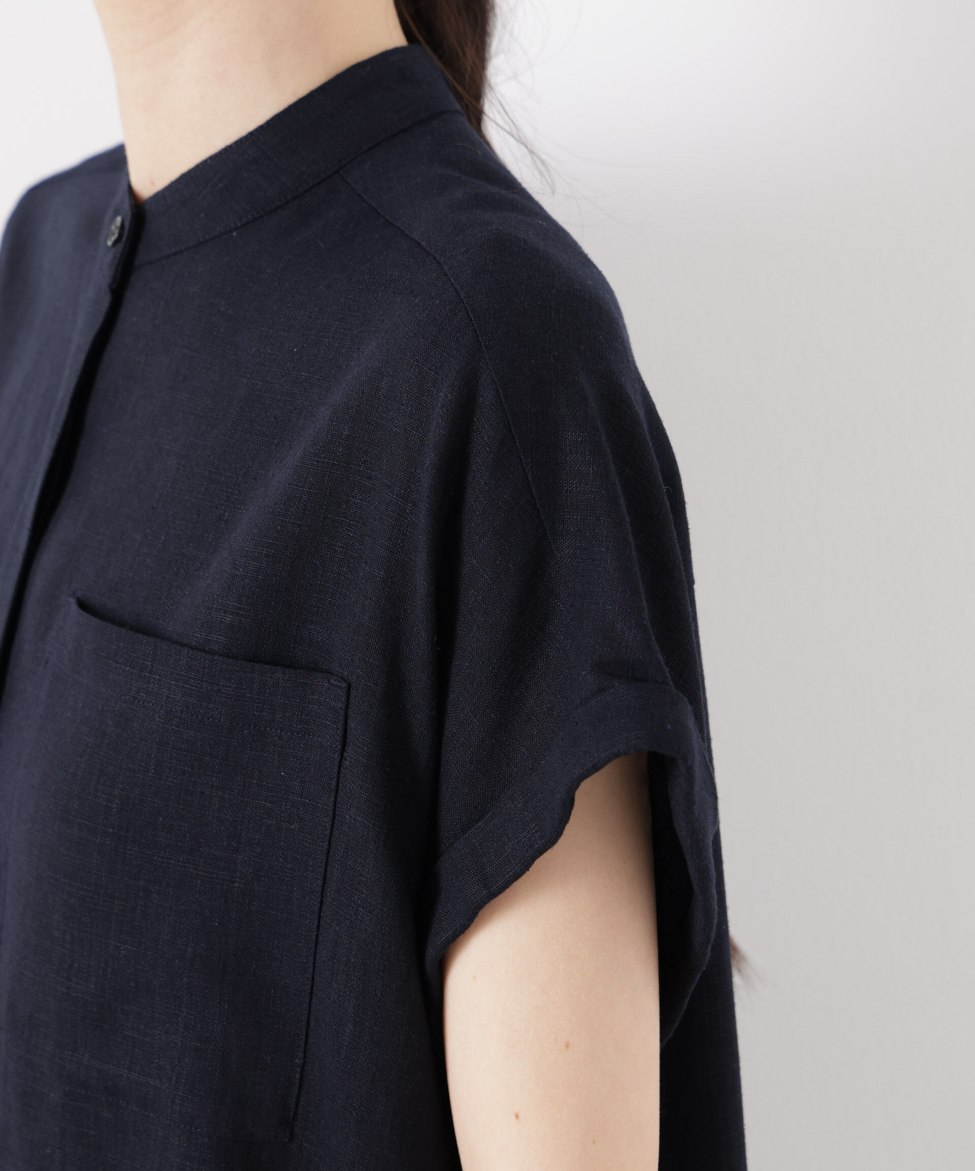 nano･universe「多機能ﾘﾈﾝ混ｽﾀﾝﾄﾞｶﾗｰﾄﾞﾙﾏﾝﾌﾚﾝﾁｽﾘｰﾌﾞｼｬﾂ(ｾ」|シャツ・ブラウス|