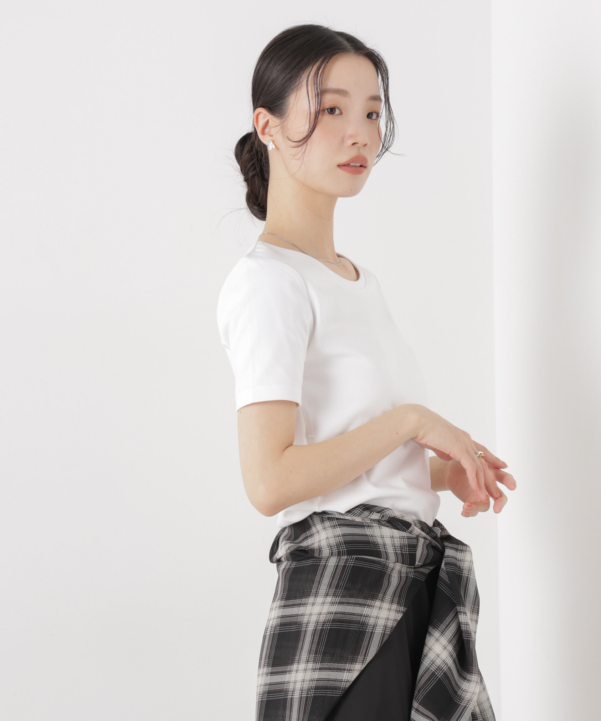 nano･universe「抗菌防臭コットンフライスカットクルーネックトップス」|Tシャツ・カットソー|