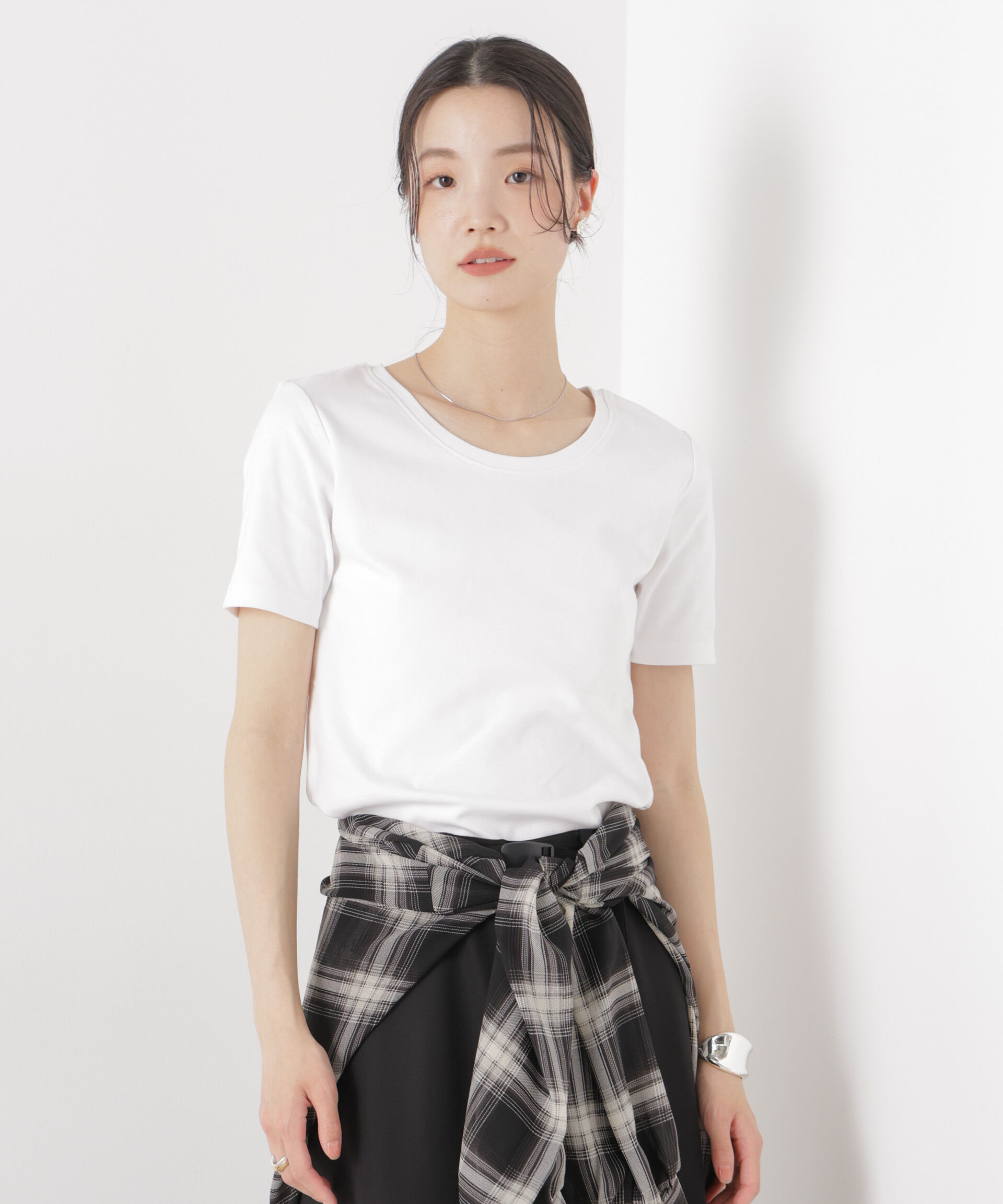 nano･universe「抗菌防臭コットンフライスカットクルーネックトップス」|Tシャツ・カットソー|