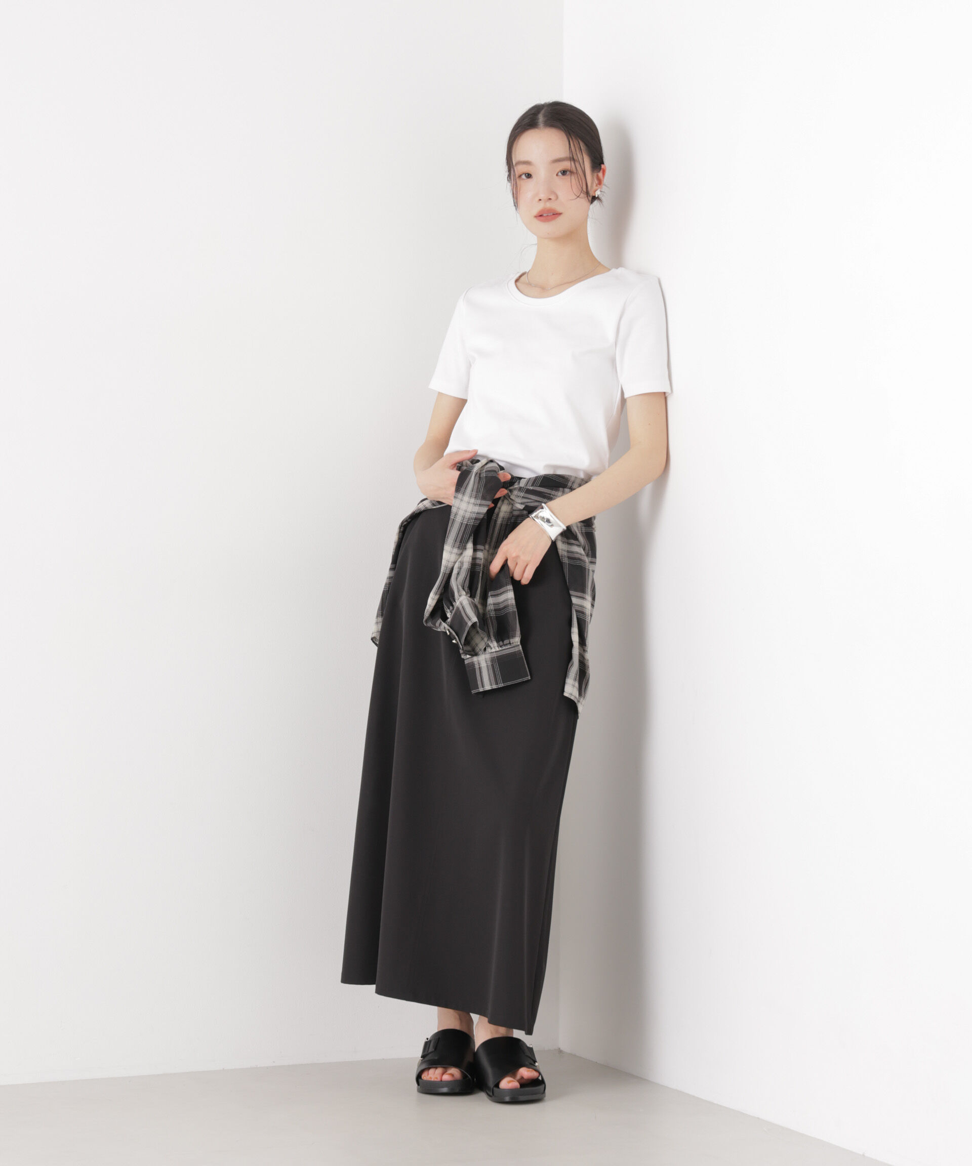 nano･universe「抗菌防臭コットンフライスカットクルーネックトップス」|Tシャツ・カットソー|